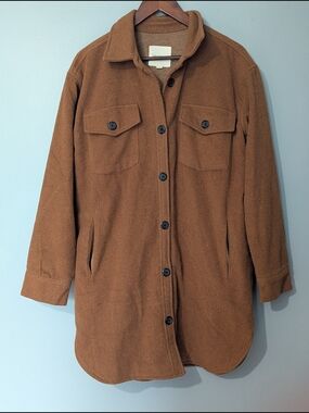 Thread & Supply Women's Carmel Brown Button-Front Shaket Warm Autumn Cabincore
